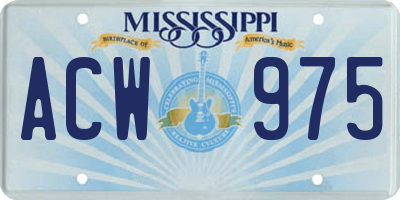 MS license plate ACW975