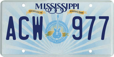 MS license plate ACW977