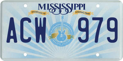 MS license plate ACW979