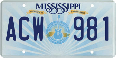 MS license plate ACW981