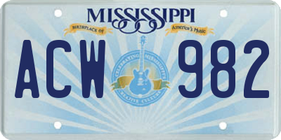 MS license plate ACW982