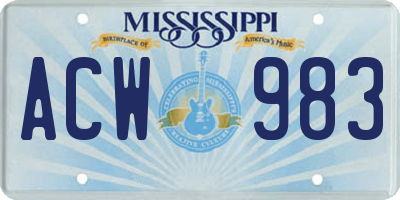 MS license plate ACW983