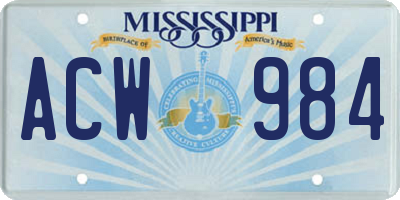 MS license plate ACW984