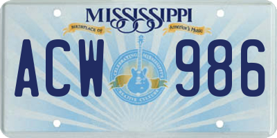 MS license plate ACW986