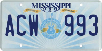MS license plate ACW993
