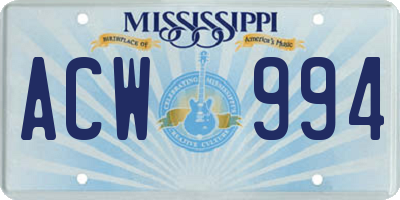 MS license plate ACW994