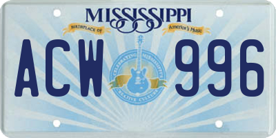 MS license plate ACW996