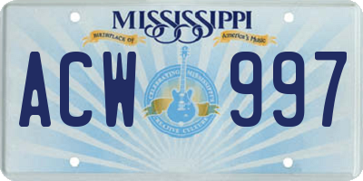 MS license plate ACW997
