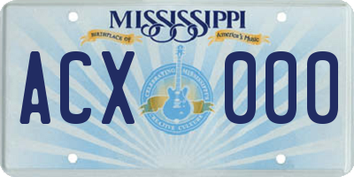 MS license plate ACX000
