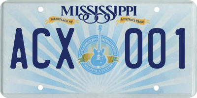 MS license plate ACX001