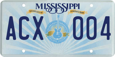 MS license plate ACX004