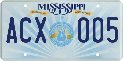 MS license plate ACX005