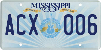 MS license plate ACX006