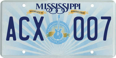 MS license plate ACX007