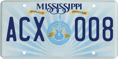 MS license plate ACX008