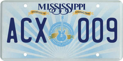 MS license plate ACX009
