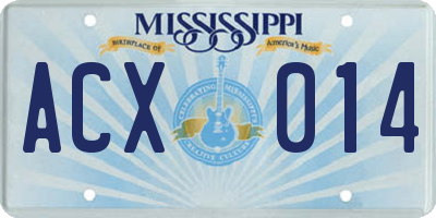 MS license plate ACX014