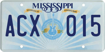 MS license plate ACX015