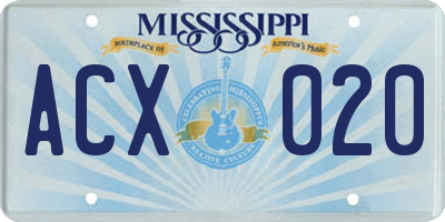 MS license plate ACX020