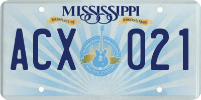 MS license plate ACX021
