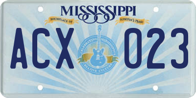 MS license plate ACX023