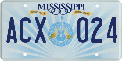 MS license plate ACX024