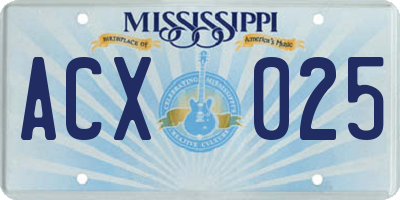 MS license plate ACX025