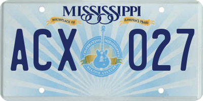 MS license plate ACX027