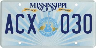 MS license plate ACX030
