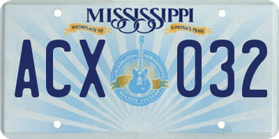 MS license plate ACX032