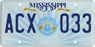 MS license plate ACX033