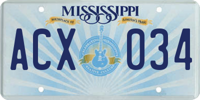 MS license plate ACX034