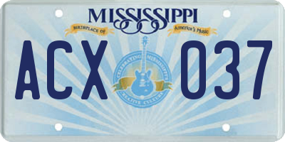 MS license plate ACX037