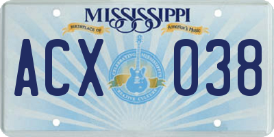 MS license plate ACX038
