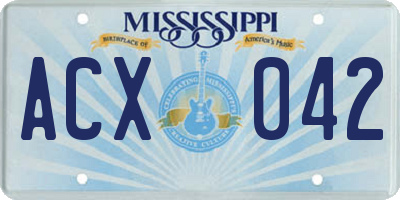 MS license plate ACX042