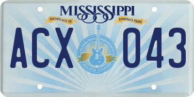 MS license plate ACX043