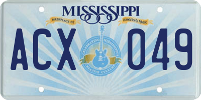 MS license plate ACX049