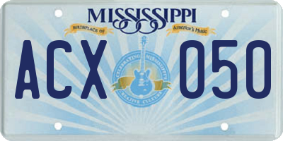 MS license plate ACX050