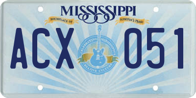 MS license plate ACX051