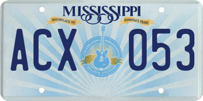 MS license plate ACX053