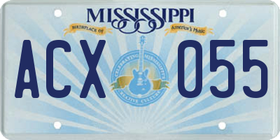 MS license plate ACX055