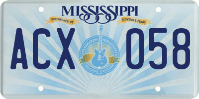 MS license plate ACX058