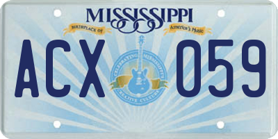 MS license plate ACX059