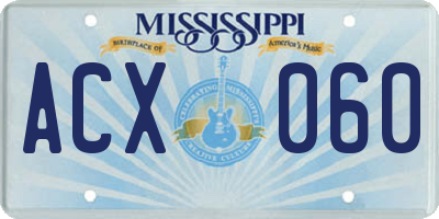 MS license plate ACX060