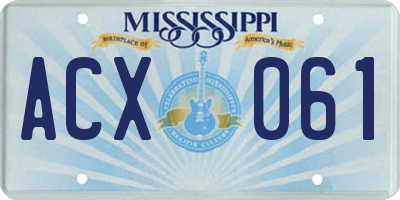 MS license plate ACX061