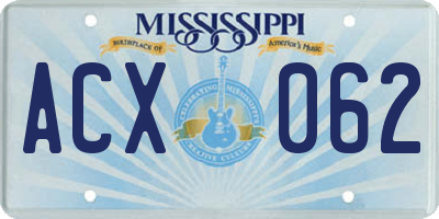 MS license plate ACX062