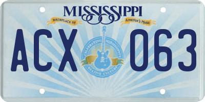 MS license plate ACX063