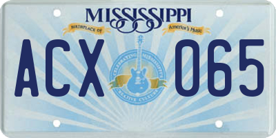 MS license plate ACX065