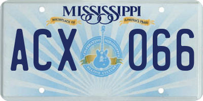 MS license plate ACX066