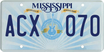 MS license plate ACX070